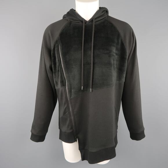 D.GNAK by KANG D. Size M Asymmetrical Jersey & Fleece Hoodie Sweatshirt